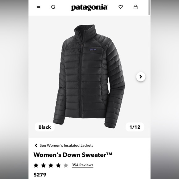 Patagonia women’s down sweater jacket BLACK - Picture 4 of 6